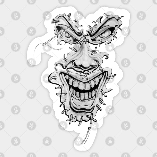 The evil face Sticker by Grimspencilart